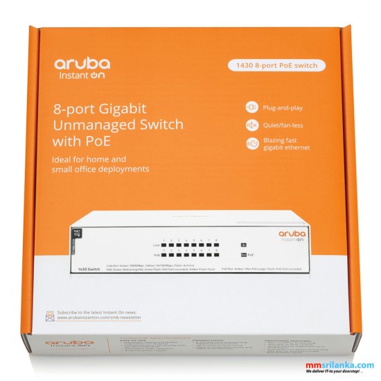 Aruba Instant On 1430 8G Class4 PoE 64W Switch (R8R46A) (5Y)